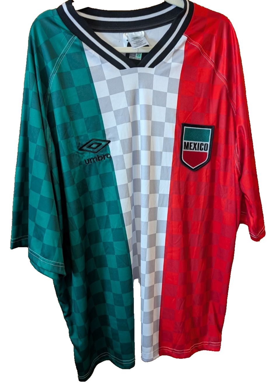 NEW Umbro Mexico Fútbol Soccer Jersey Retro Checkered Style Men’s XL‎